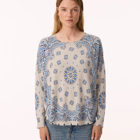 Kujten Mela Bandana Sweater | Silver + Blue