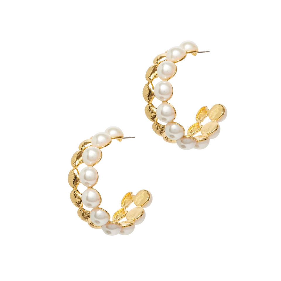 Lele Sadoughi Coquille Pearl Hoops