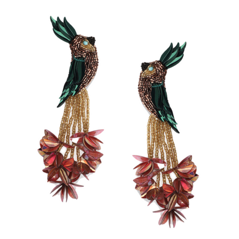 Olivia Dar Birds of Paradise Earring - Khaki