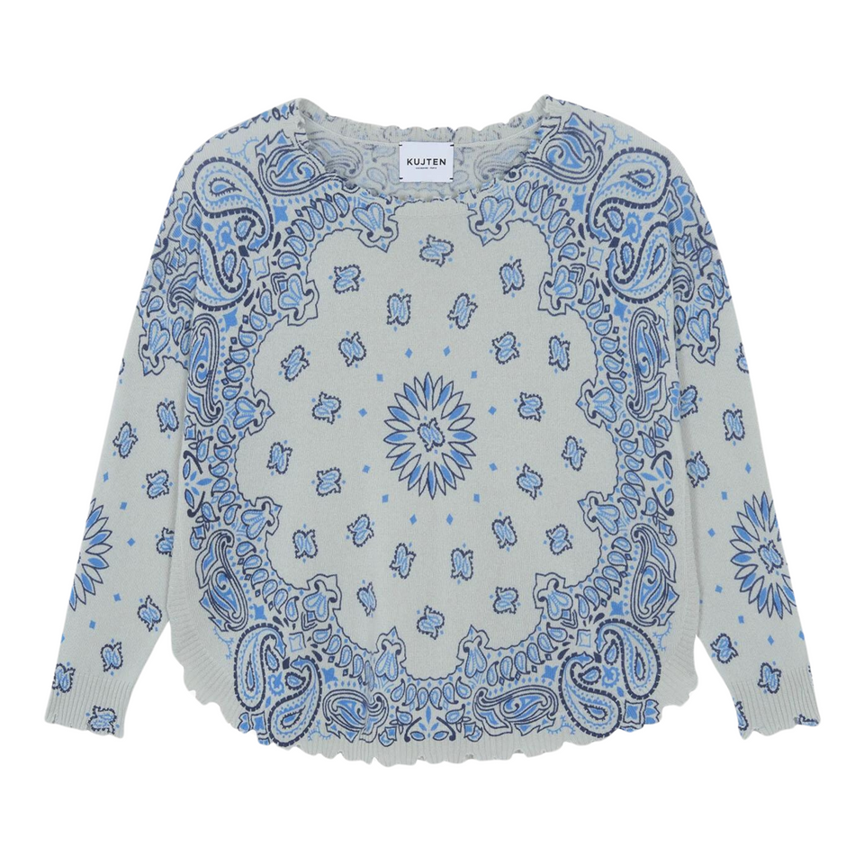 Kujten Mela Bandana Sweater | Silver + Blue