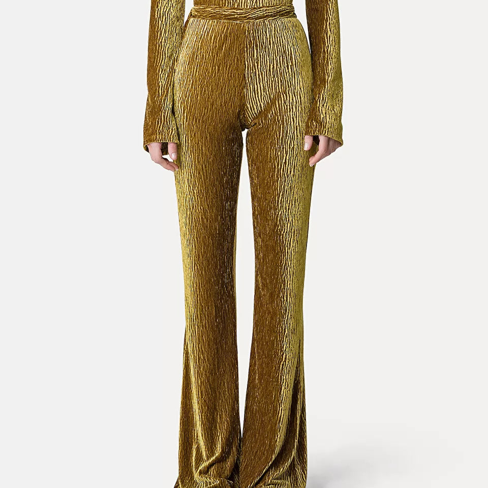 Forte Forte Crushed Flare Pant - Warm Gold