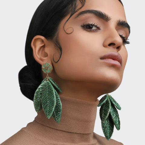 Olivia Dar Leaf Earring - Green