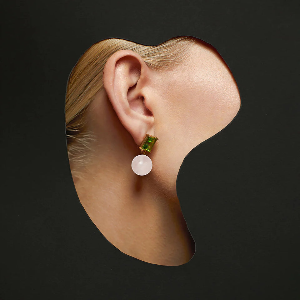 Lele Sadoughi Peridot Deco Earring - Pink Quartz