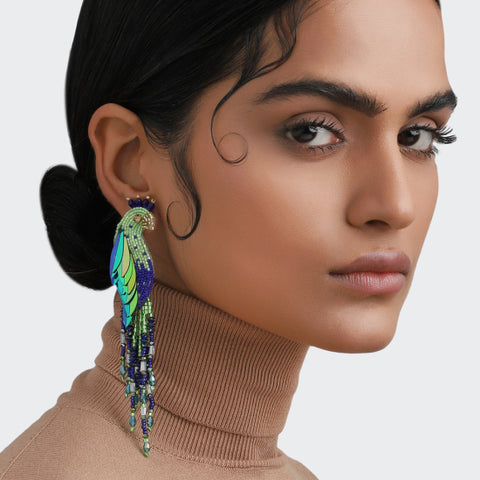 Olivia Dar Peacock Earring - Green