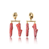 Fvermeulen Lake Double Twig Earrings - Coral