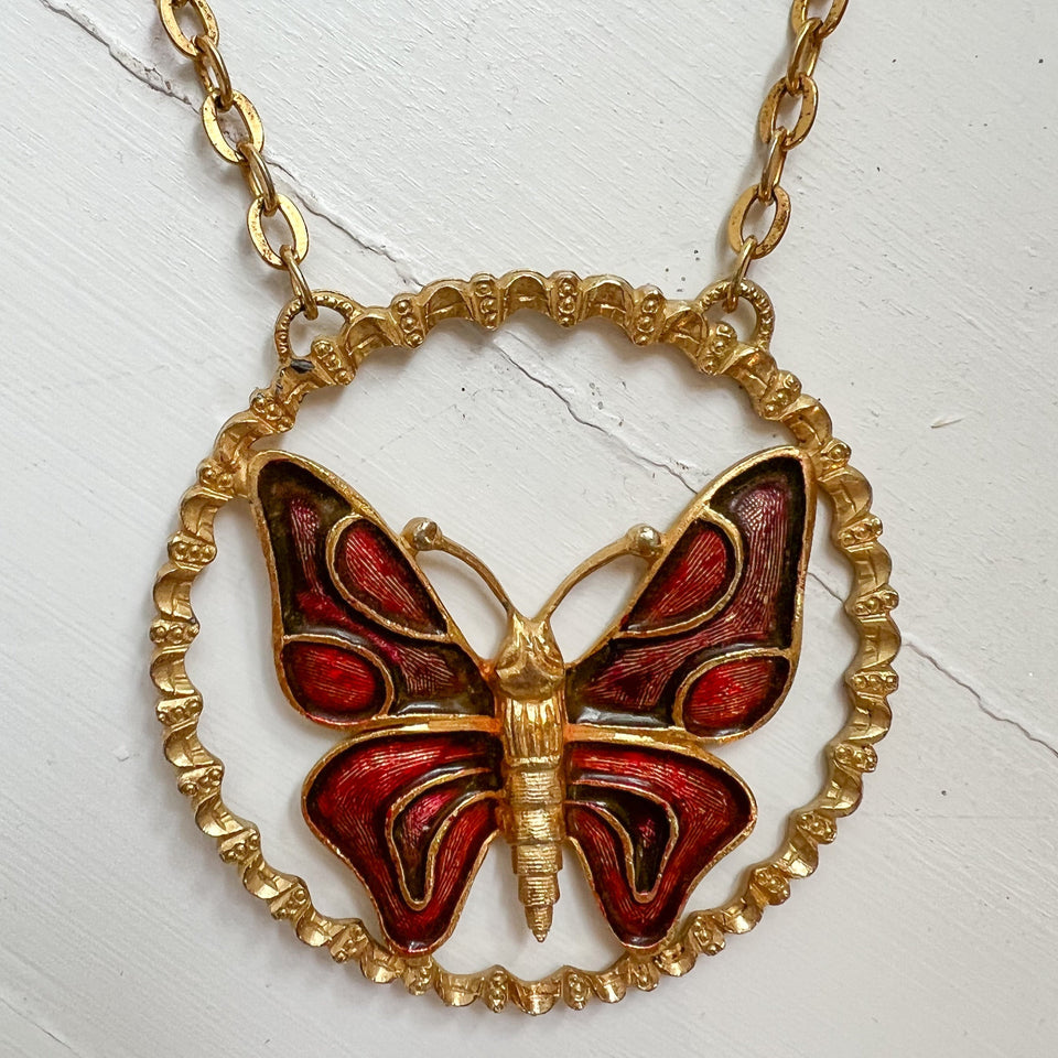 Vintage Qeri B Butterfly Necklace