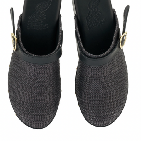 Ancient Greek Sandals Raffia Clog - Black