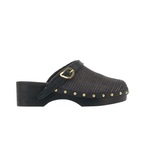 Ancient Greek Sandals Raffia Clog - Black