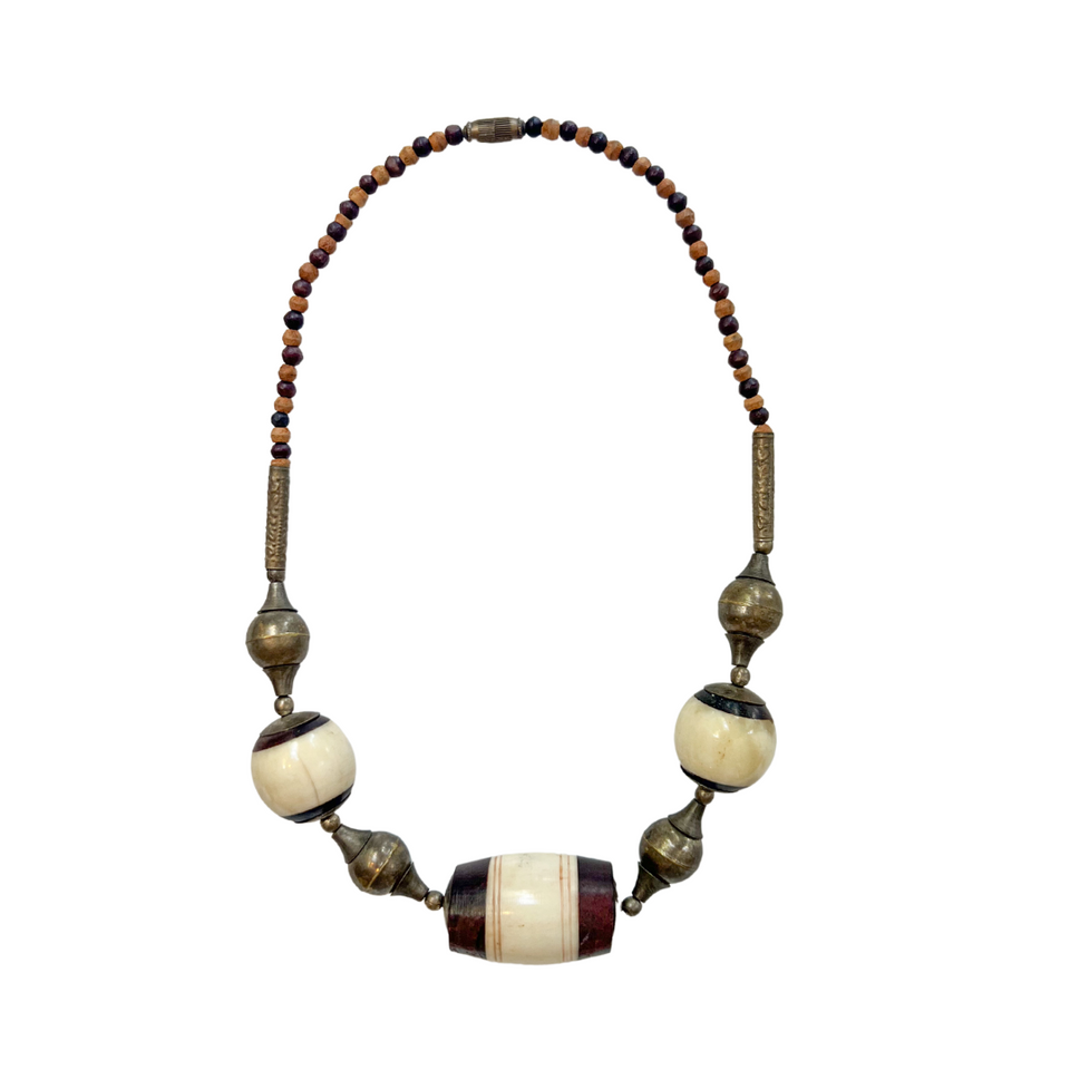 Safari Jungle Wood necklace w/ Wooden Beads and Carve… - Gem
