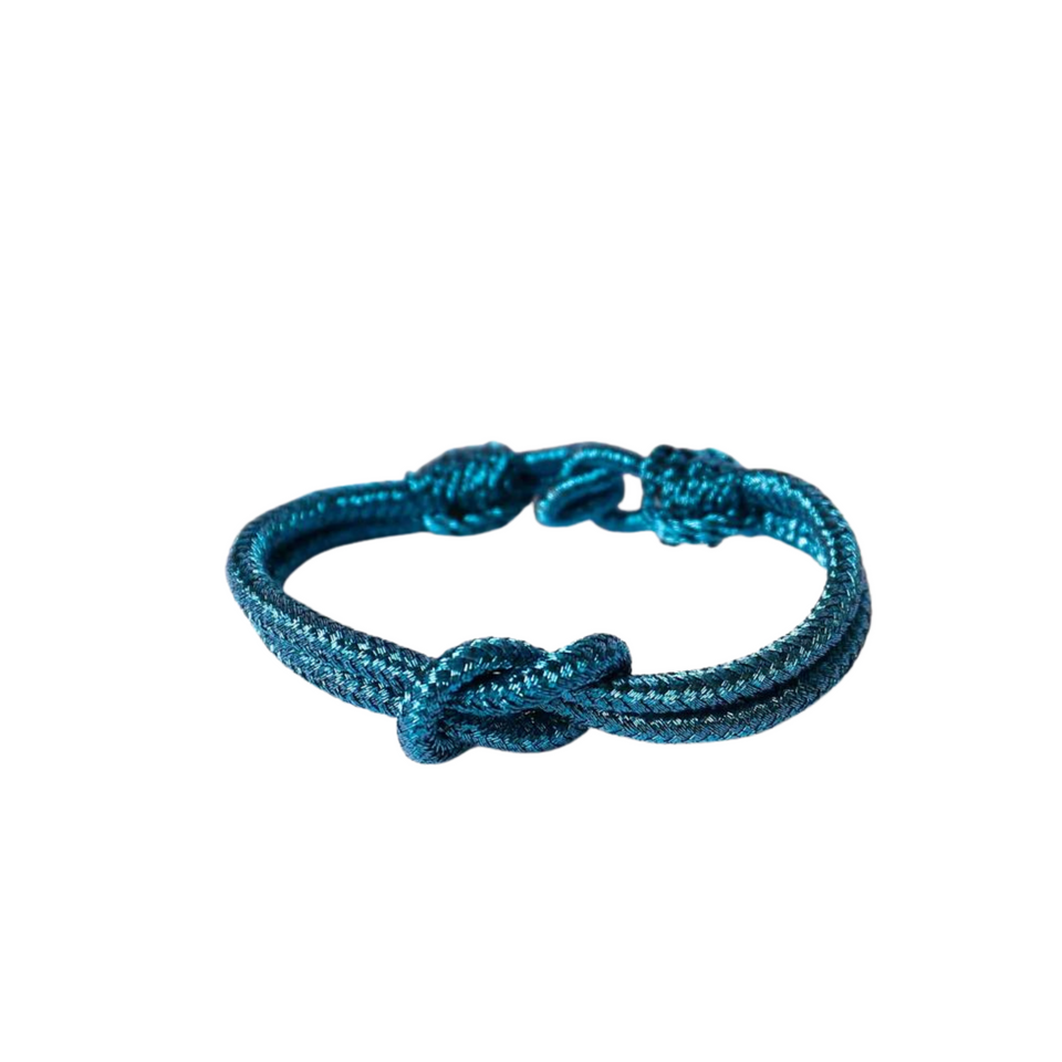 Moroccan Birds Cable Bracelet - Blue Oil