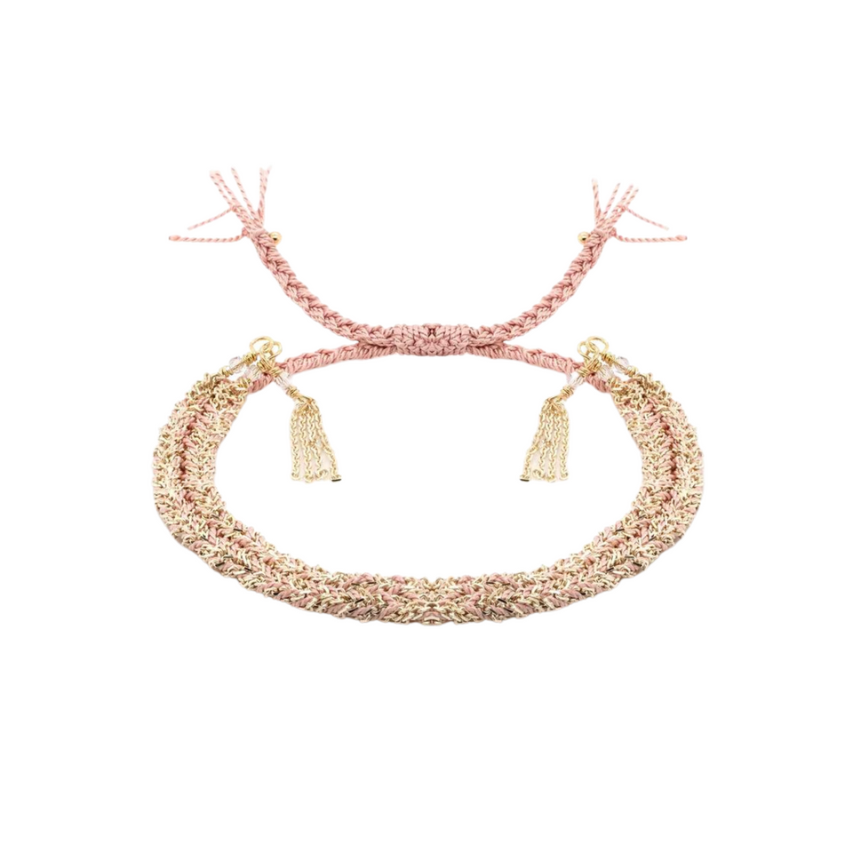 Marie Laure Woven Bracelet - Gold Pink